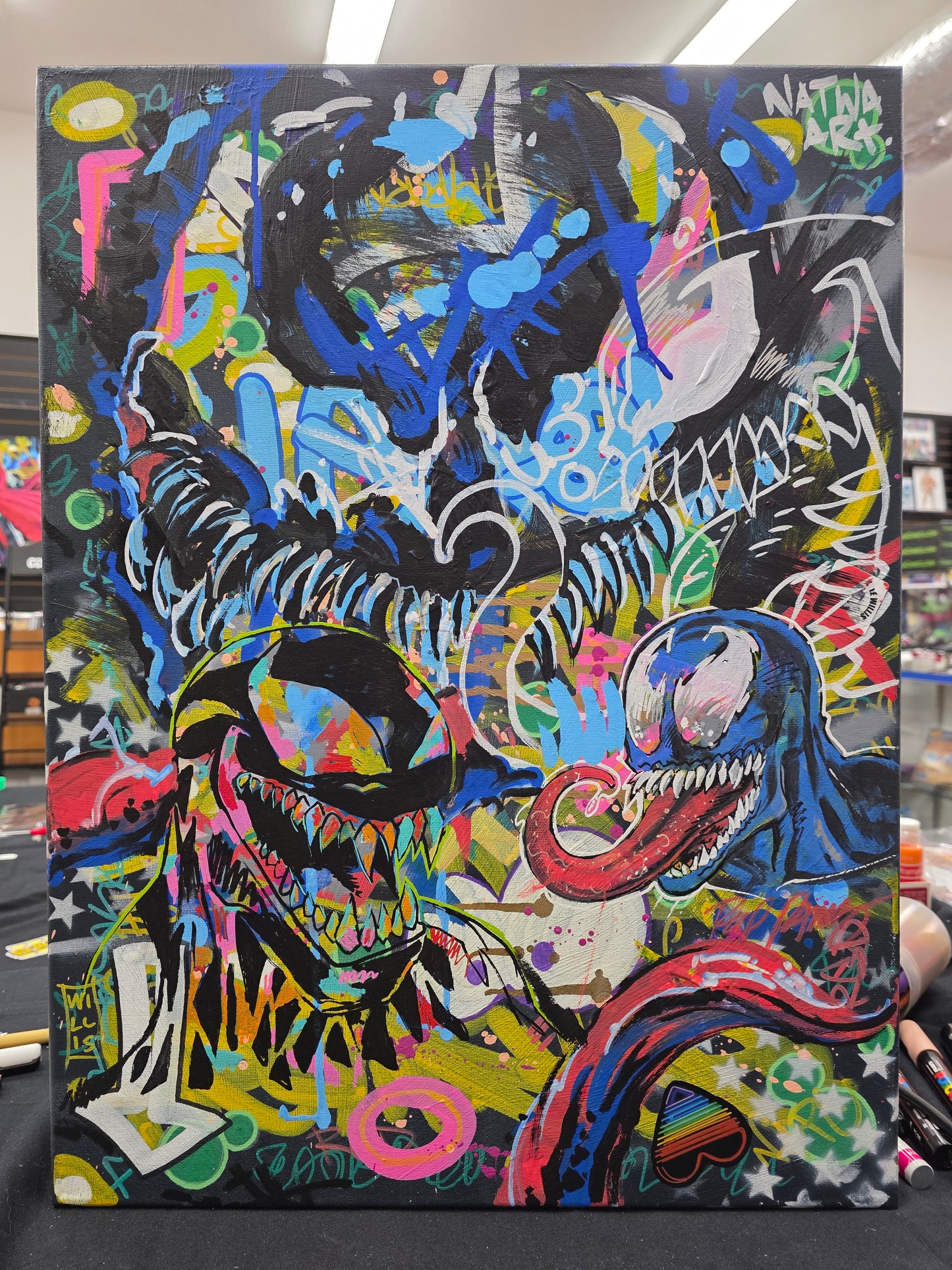 Venom Dork Graffiti 18x24 Original 4 Artist Jam Painting