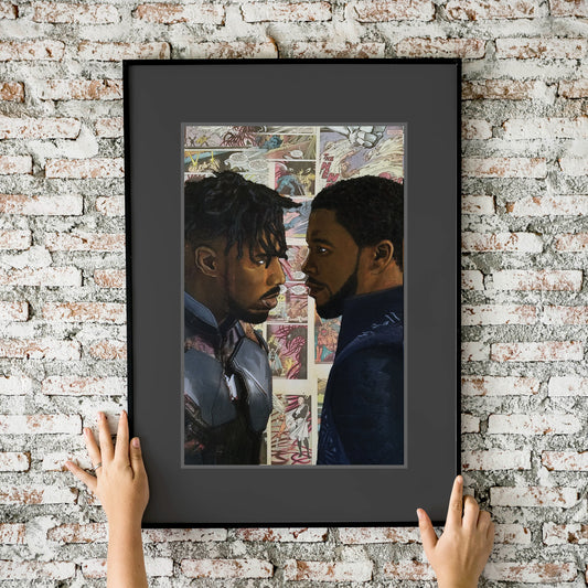 Black Panther Face Off Collage Painting 11x17 Fine Art Print