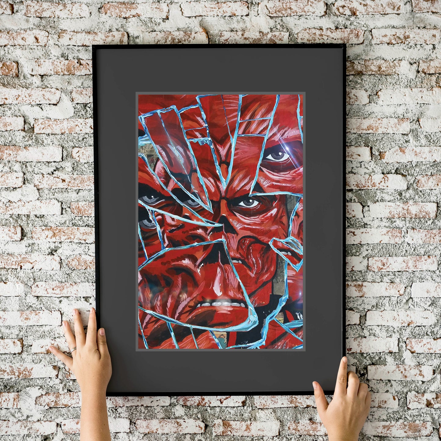 Red Skull (shattered) Collage Painting 11x17 Art Print