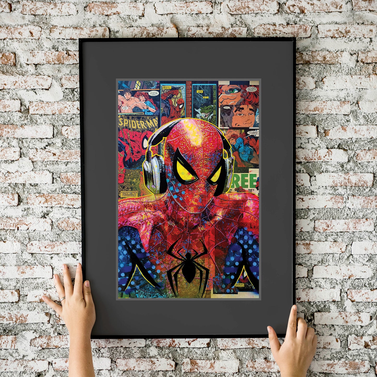 Spider-Man Headphones Collage 11x17 Art Print