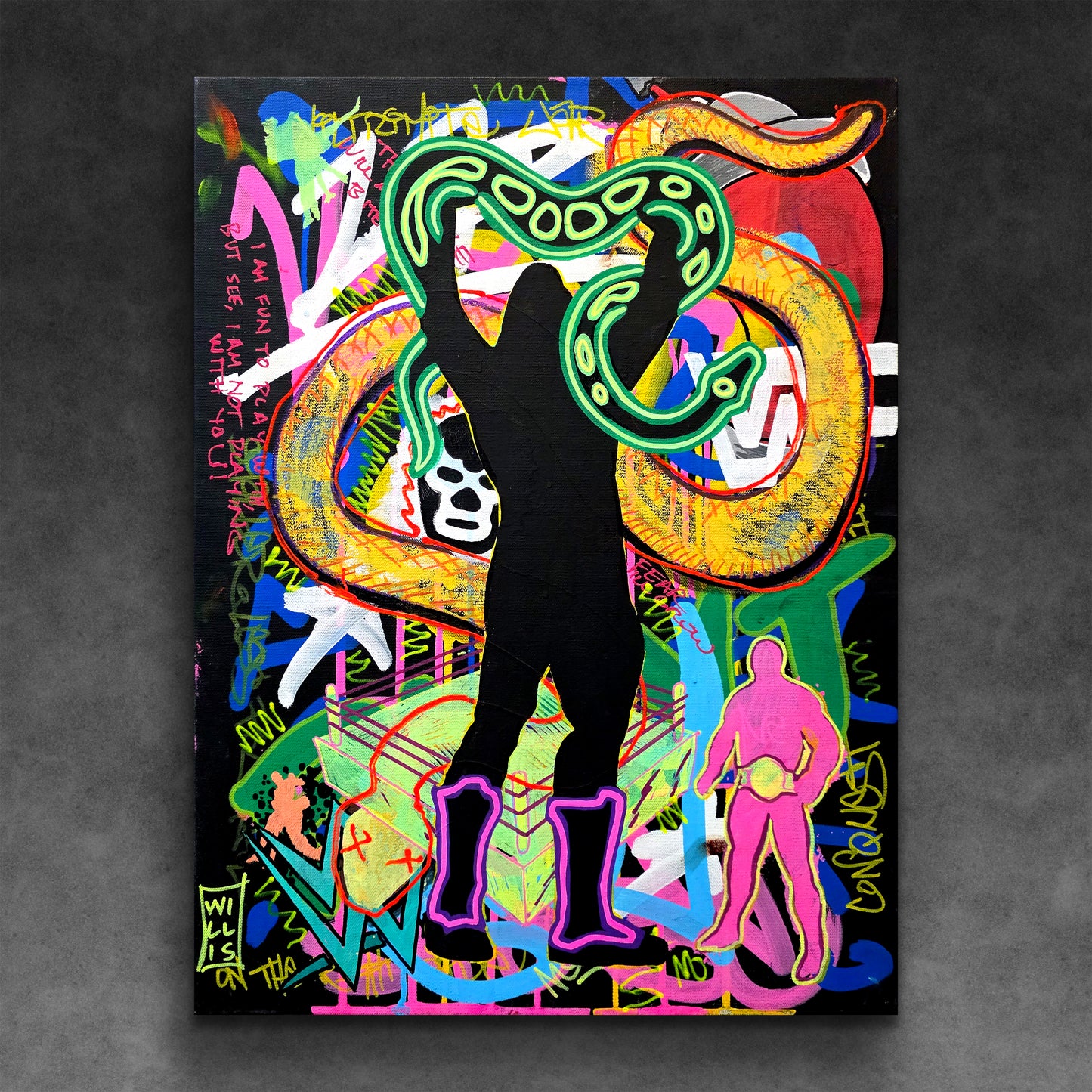 "Jake the Snake" Neon Graffiti Original Acrylic Painting