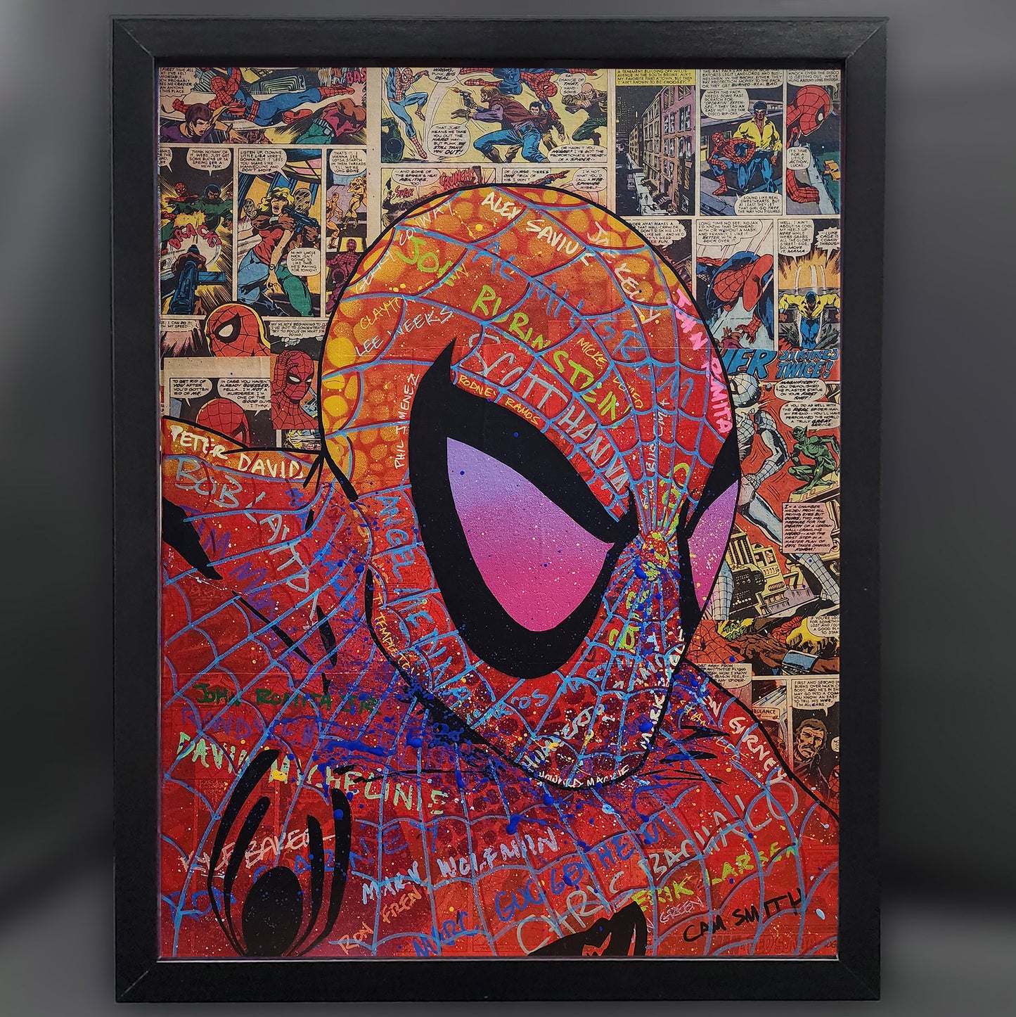 Spider-Man Headshot Graffiti Collage 12"x16" Framed Fine Art Print