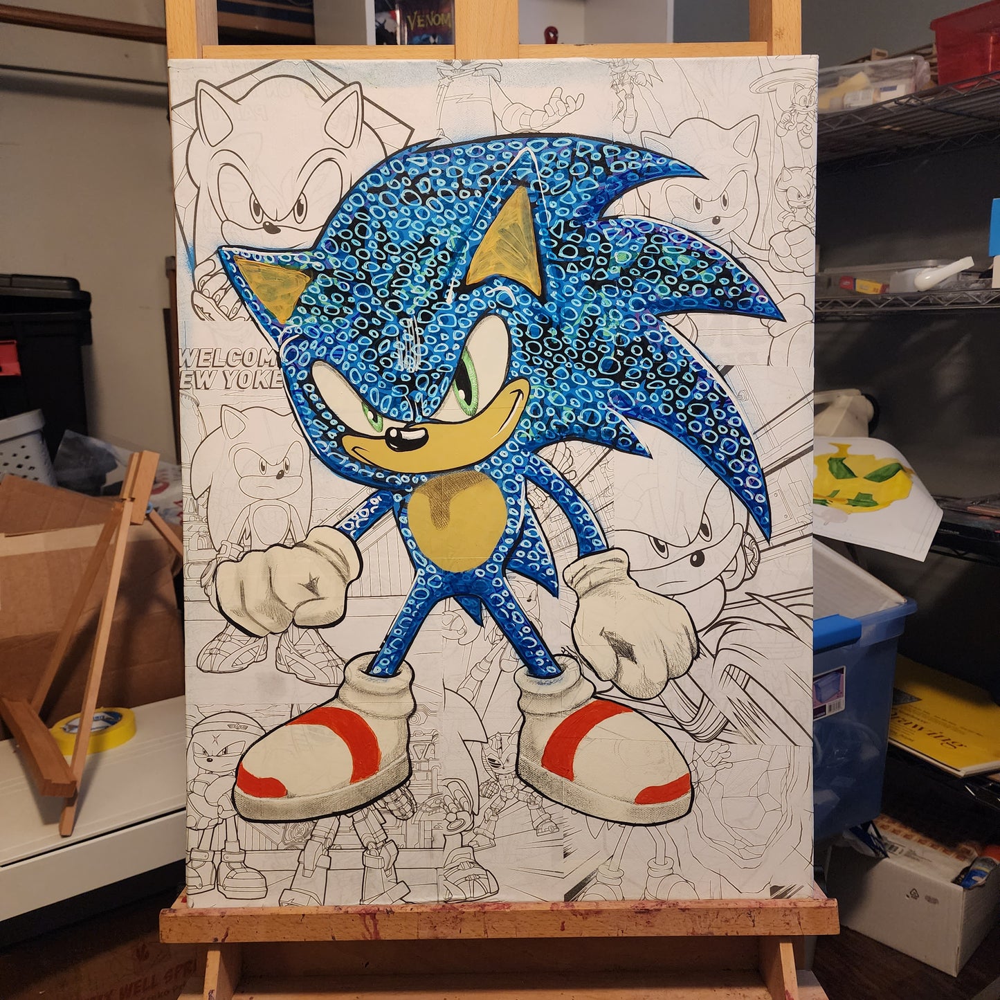 Sonic the Hedgehog axvCollage Original 18"x24" Canvas
