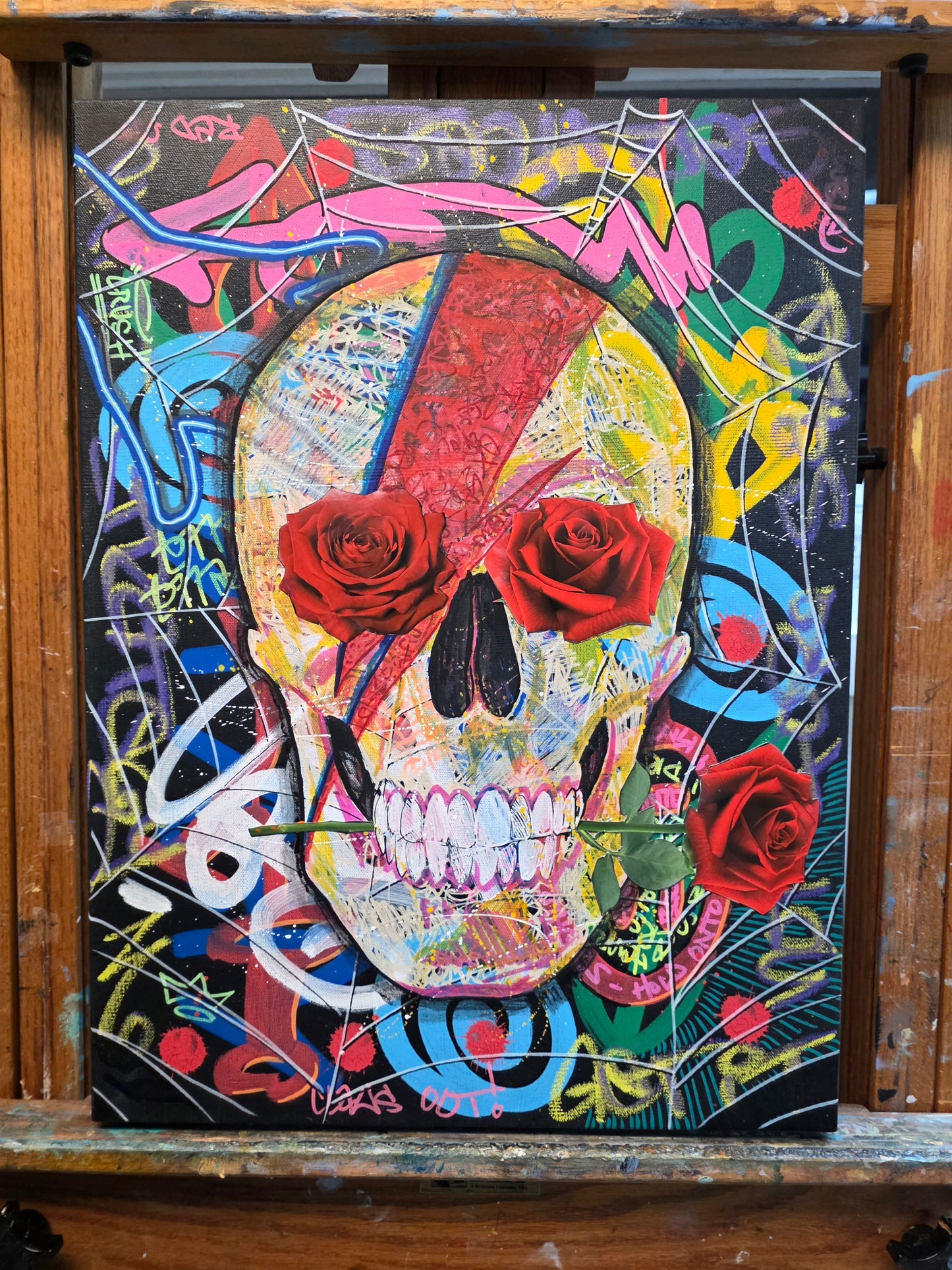 Power Skull Dork Graffiti Original Acrylic Painting