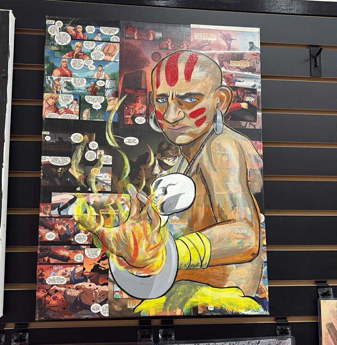 Dhalsim Street Fighter Collage Painting 18"x24" Original Art