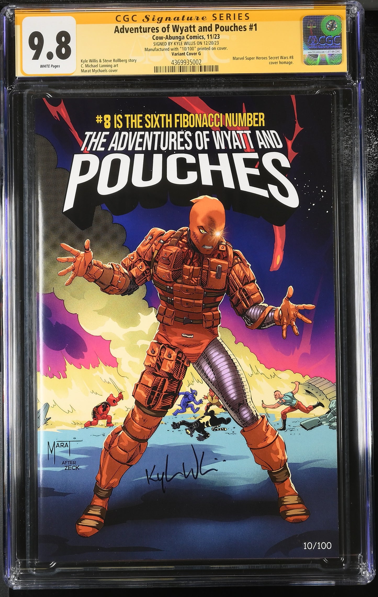 Adventures of Wyatt and Pouches #1 — Marat Cover G CGC 9.8 — Signature Series — Secret Wars #8 Homage — 10/100