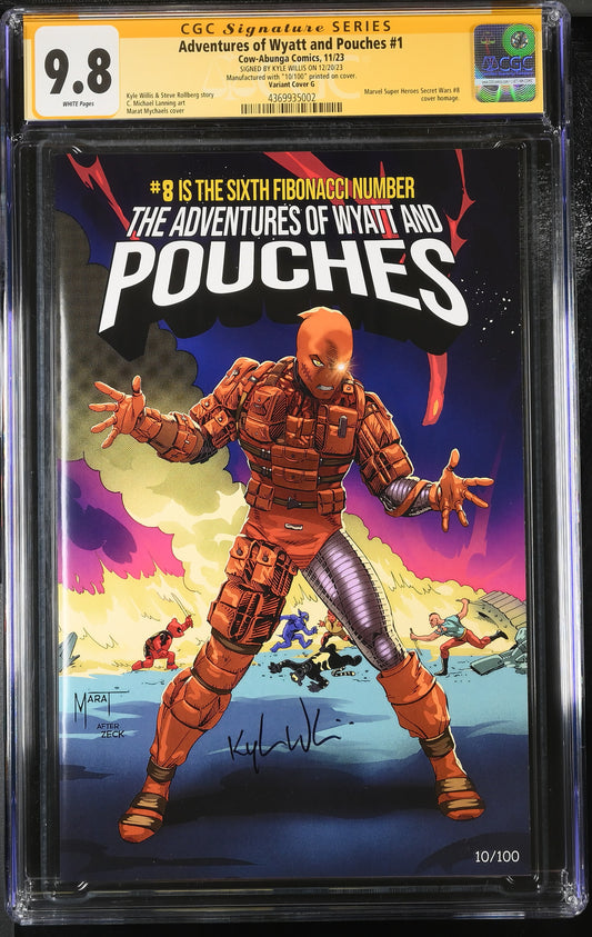 Adventures of Wyatt and Pouches #1 — Marat Cover G CGC 9.8 — Signature Series — Secret Wars #8 Homage — 10/100