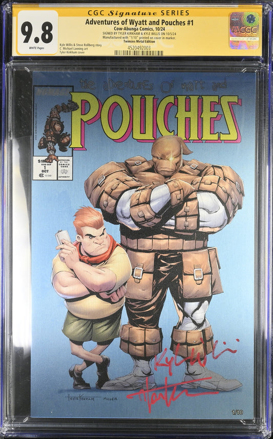Adventures of Wyatt and Pouches #1 — Tyler Kirkham Metal Edition CGC 9.8, 1/10 — Dual Signed