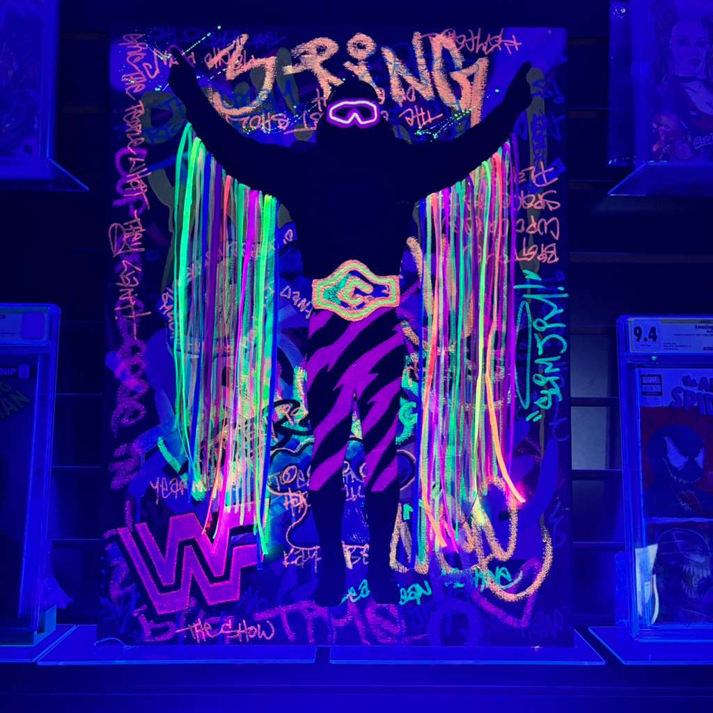 "Macho Man" Neon Graffiti Original Mixed Media Painting
