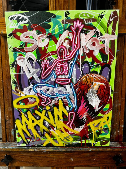 "Neon Scream" Original Acrylic Painting By Kyle Willis and RZP