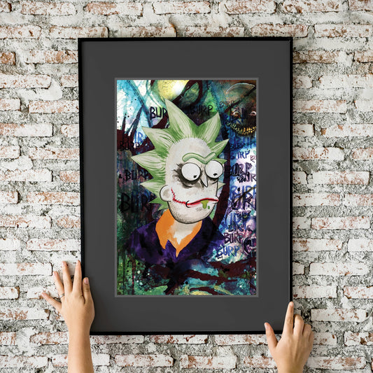 Rick and Morty Joker Rick Watercolor 11x17 Art Print