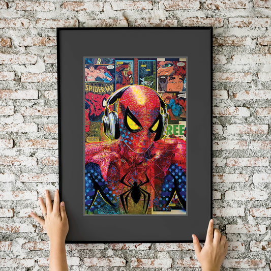 Spider-Man Headphones Collage 11x17 Art Print