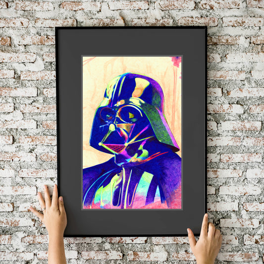 Star Wars Darth Vader Colorful Ballpoint Pen Illustration 11x17 Art Print