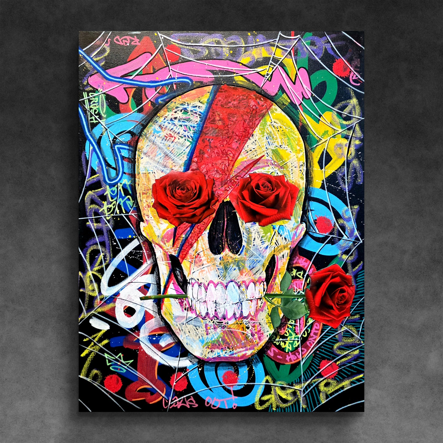 Power Skull Dork Graffiti Original Acrylic Painting