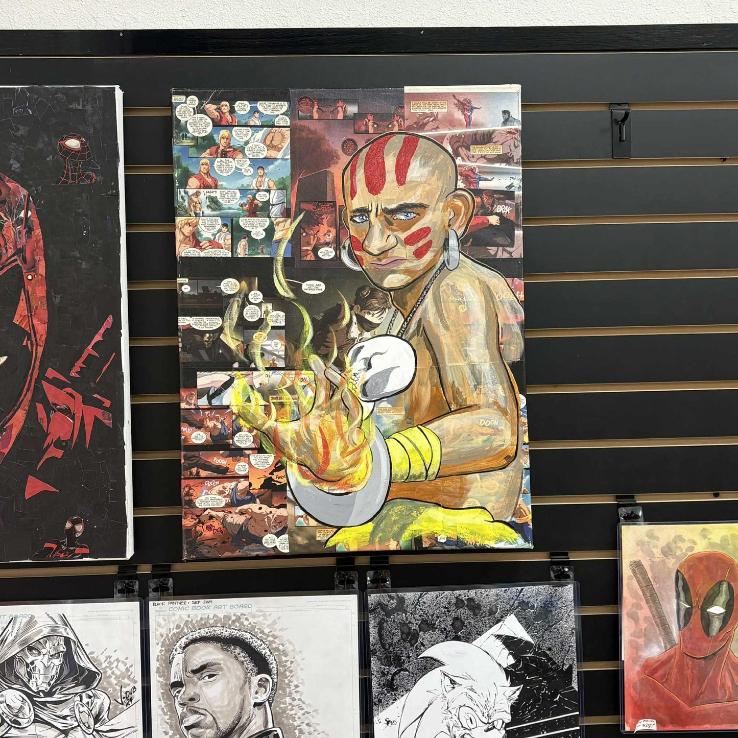 Dhalsim Street Fighter Collage Painting 18"x24" Original Art