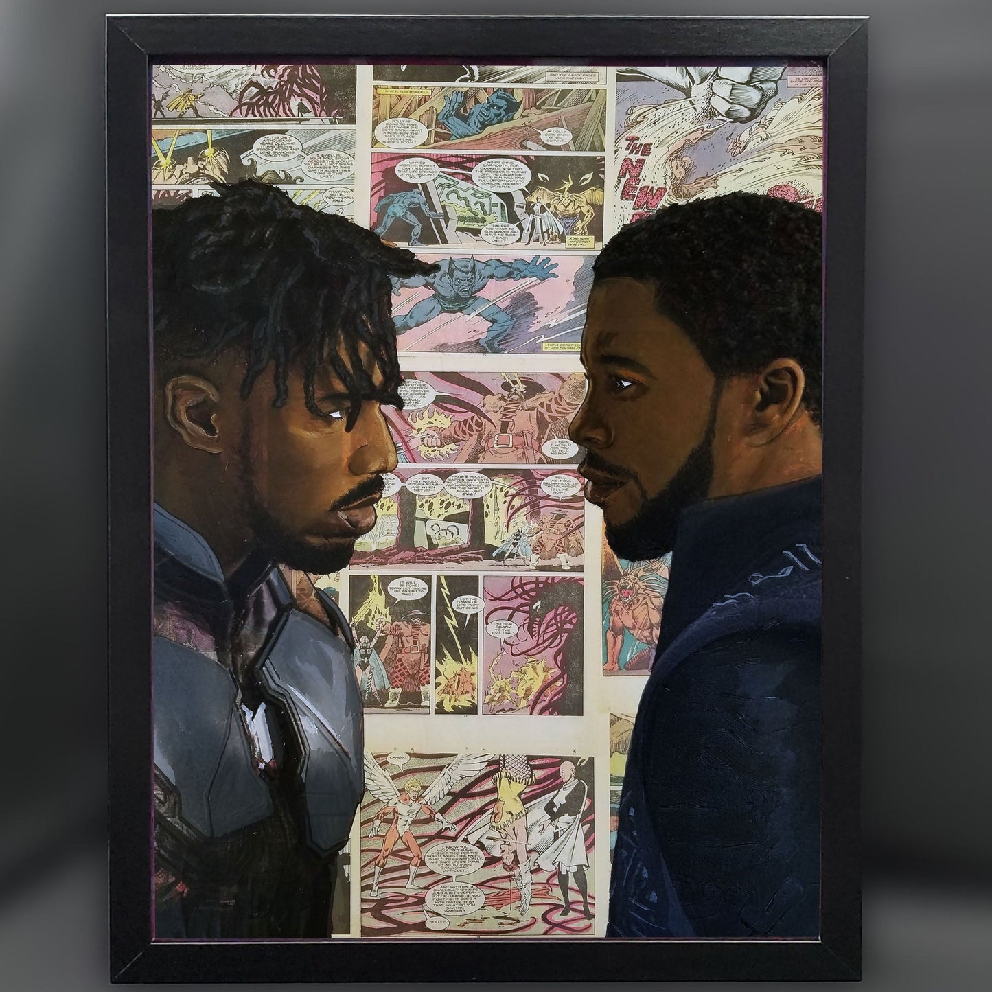 Black Panther Face Off Collage 12"x16" Framed Fine Art Print
