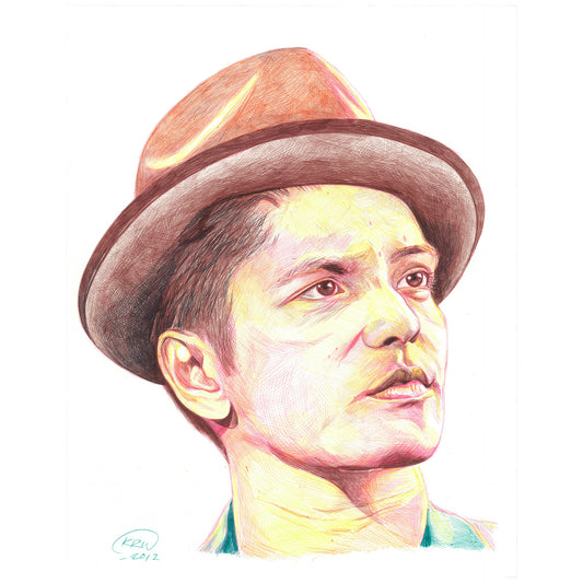 Bruno Mars 11"x14" Ballpoint Pen Original Art