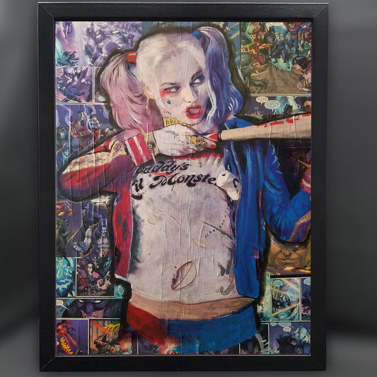 Harley Quinn Carnage Collage 12"x16" Framed Fine Art Print