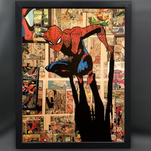 Spider-Man Collage (Crouching Spider) 12"x16" Framed Fine Art Print