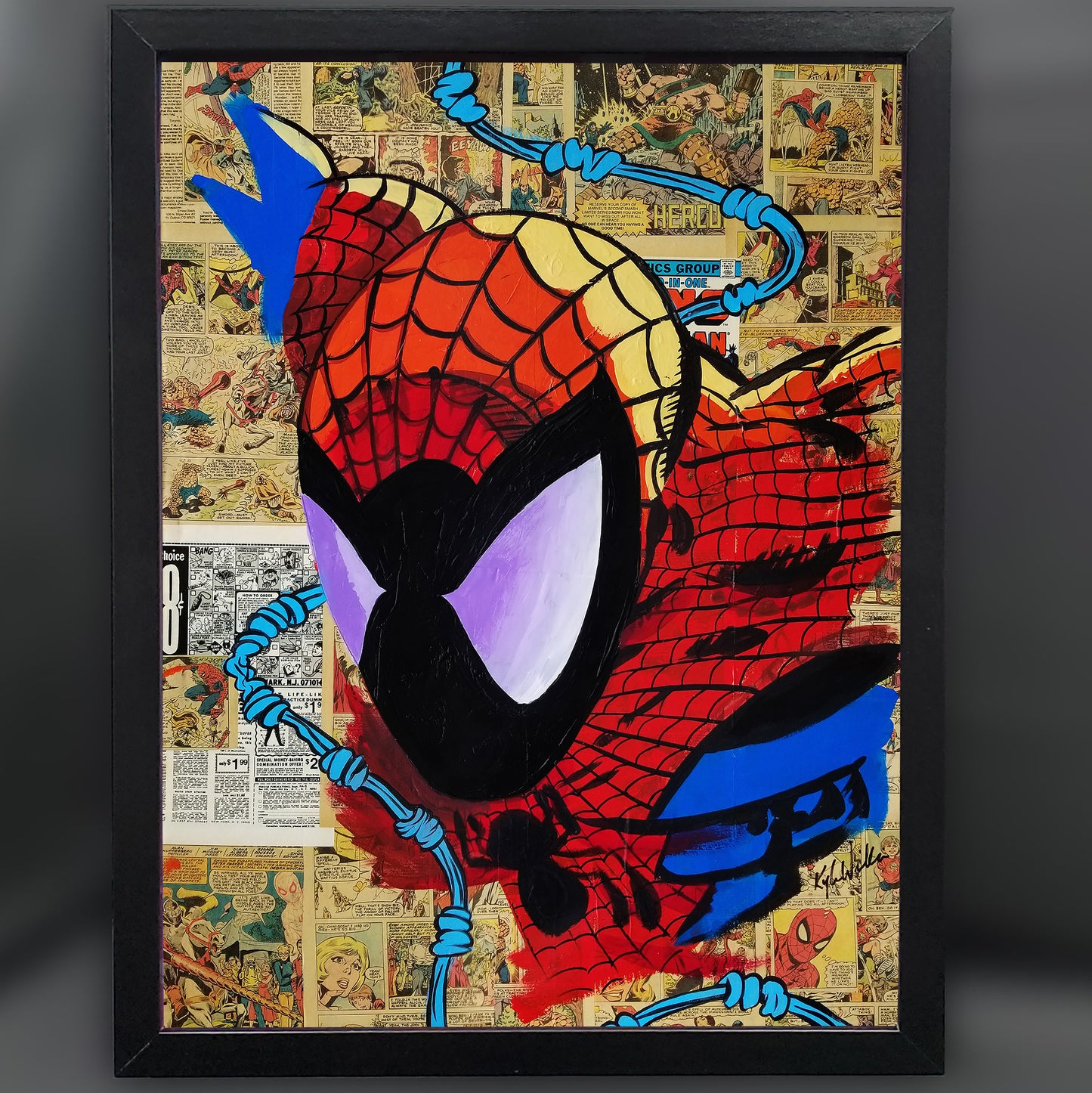 Spider-Man Collage (Headshot Color) 12"x16" Framed Fine Art Print