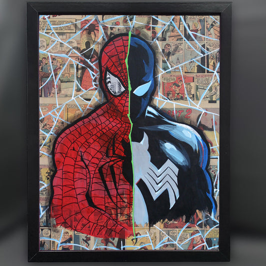 Spider-Man Collage (Split Spidey) 12"x16" Framed Fine Art Print