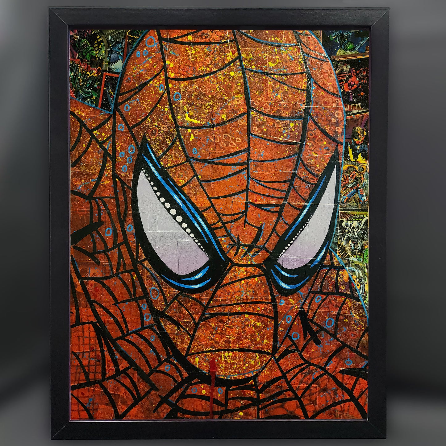 Spider-Man Trading Card Collage 12"x16" Framed Fine Art Print