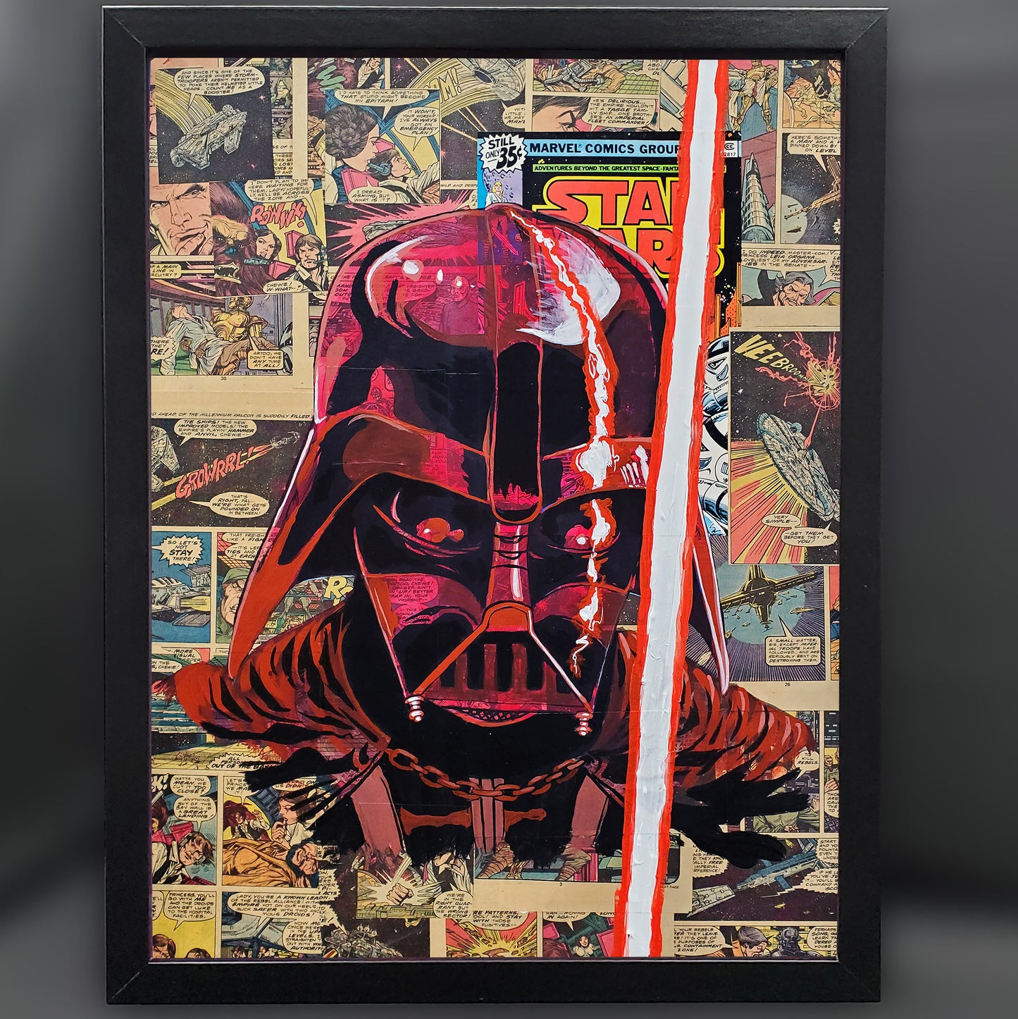 STAR WARS Darth Vader (Red) Collage 12"x16" Framed Fine Art Print
